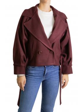 Cappottino corto con cinta e bottoni tinta unita Options